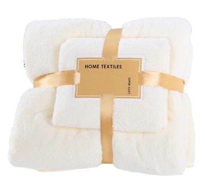 China Sustainable Microfiber Wash Cloths And Towels Sets Gift 35*75 Letter Suit Coral Fleece Towel Sets Bath Towel for sale