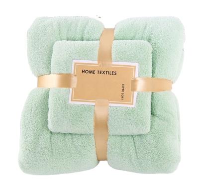 China Letter Viable Suit Gift Set Microfiber Towel Fleece Coral Towel Sets Baby Bath Towel Set for sale