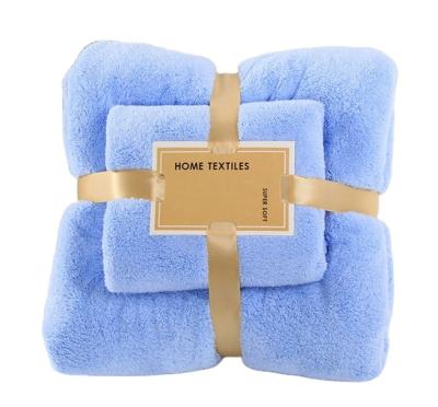 China Viable Bath Set Microfiber Towel Gift Letter Suit Coral Fleece Bath Towel Cloth Towel One Set for sale