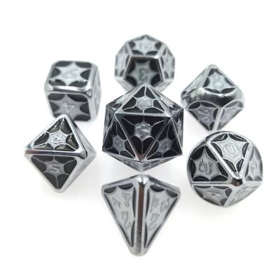 China d20 custom dice bulk metal color table game dice set 7pcs dnd metal rpg dice d20 metal dice copper polyhedral dragon rpg for sale