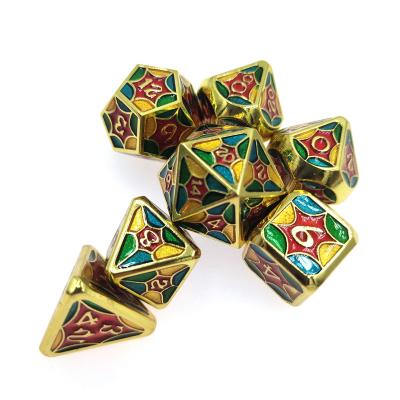 China Polyhedral dice set custom d20 dice metal dungeon dnd metal dice new metal 7pcs cthulhu multicolor dice and dragon rpg for sale