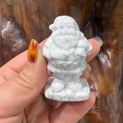 China Europe& Hot Selling USA Craft Wholesale Natural Crystal Christmas Carving White Crystal Howlite Santa Snowman Christmas Tree For Whole Winter for sale