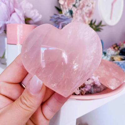 China China high quality healing quartz heart shape crystal reiki rose quartz moon and star shaped carvings for sale