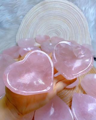 China Europe Wholesale High Quality Hand Carved All Rose Quartz Bowls Various Shaped Bowls Heart Moon Flower Shaped For Reiki Feng Shui Bowl for sale