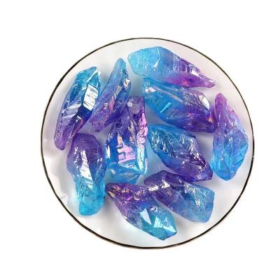 China Wholesale Natural Aura Crystal Rough Raw Quartz Gemstone Europe Stone Crystals Irregular Colorful Healing Stones For Room Decoration for sale