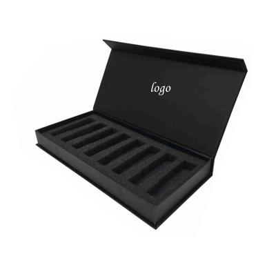 China Recycled Materials Black Matte Magnetic Gift Box With Collapsible Silver Foil Logo Magnet Closure for sale