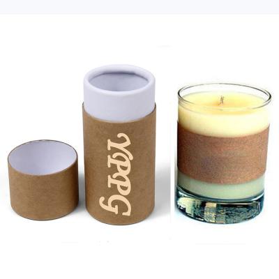 China Recyclable Kraft Paper Brown Round Candle Paper Tube Packaging Box For Glass Bottle Jar for sale