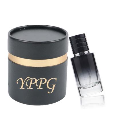 China Recyclable Black Paper Cardboard Tube Packaging Cylinder Box For Luxury Perfume Bottle for sale