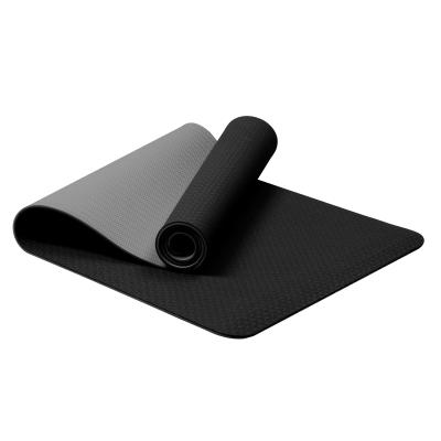 China Hot Yoga 2020 Hot Sale Non Slip Eco-Friendly Double Layer Black Fitness Tape Yoga Mat, Yoga Pilates 6MM Yoga Mat Textured Outdoor Yoga Mats for sale