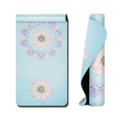 China 4 Millimeter Extra Large Print Non Slip Custom Made Wide Organic Luxury Eco-Friendly Thick Durable Non Slip Natural Exercise Suede Yoga Mat For Home for sale