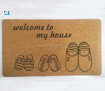 China Cork Printed Rubber Door Mat Natural Adhesive-Protector for sale