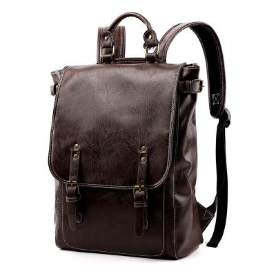 China High Quality Waterproof Portable Laptop Bag Cross Shoulder PU Leather Leisure Backpack for sale