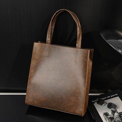 China Brand Daily Used Hot Selling Men's Briefcase Laptop Bag Mens Vintage PU Leather Custom Cross Shoulder Bag for sale