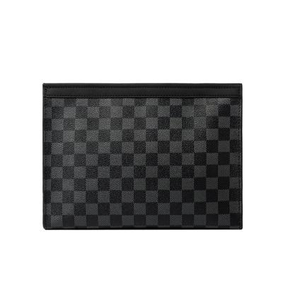 China PU New Arrive Retro Man Handbag Grid Design Document Envelope Bag Custom Men's Clutch Bag for sale