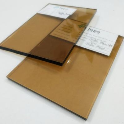 China Beautiful 5mm 6mm Color Acid Etched Glass Gold Bronze Glass / Gold Bronze Glass For Building (C-GB) for sale