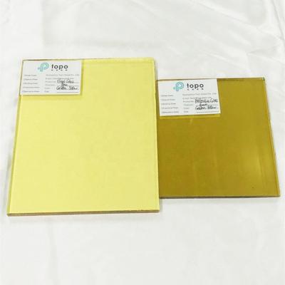 China Golden Yellow Coated Reflective Glass Acid Etched Glass 5mm-12mm On Supply (R-GY) for sale