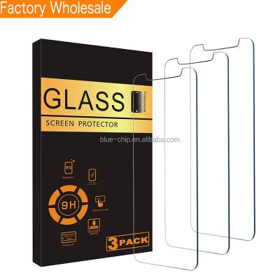 China Wholesale 3 Pack PC Logo HD Tempered Glass Screen Protector / Clear Custom Shock Resistant Bubble Notebook For Iphone 12 13 14Pro Max for sale