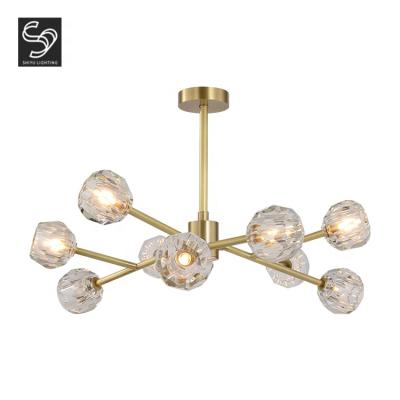 China Modern Contemporary Design Hotel G9 Copper Living Room Chandelier Pendant Lamp Crystal for sale