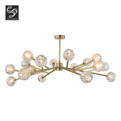 China Newest Design Hotel Living Room Delicate Copper G9 Crystal Chandelier Pendant Lamp for sale