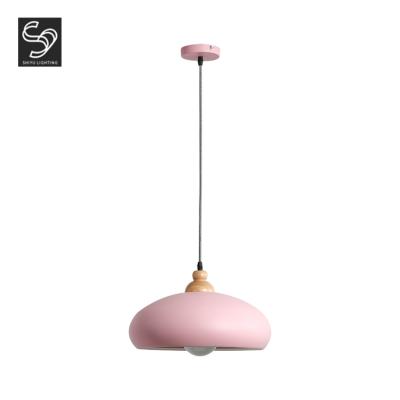 China E27 Solid Wood Light Ceiling Modern Hotel Art Design Iron Hanging Pendant Lamp for sale