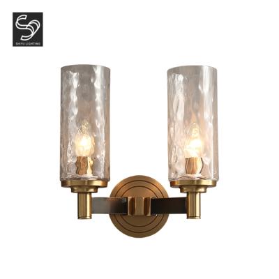 China American Residential Hotel Residential Antique Industrial Light Glass Design Copper Decorative E14 Wall Lamp for sale