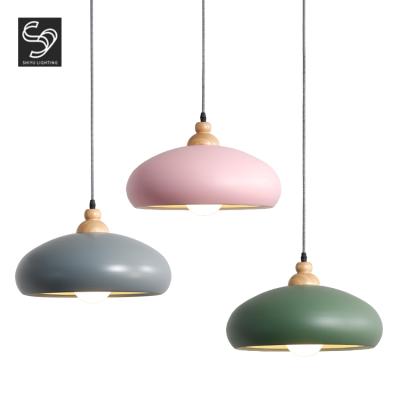 China Colorful Hotel Interior Modern Hanging Lighting Pink Gray Green Led Pendant Light for sale