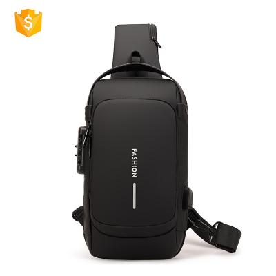 China Waterproof 2022Wholesale New Fashion Front Chest Bag PU Leather Waterproof Sling Bag Men Shoulder Bag Crossbody Earphone Black Light USB for sale