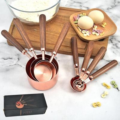 China Sustainable Rose Gold Stainless Steel Measuring Cup 4 Pieces Set Measuring Cup Graduated Bakeware for sale