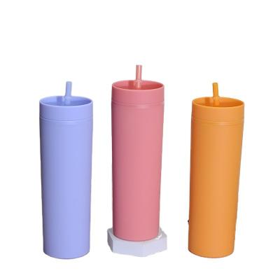 China Amazon Sale Party Cup Sustainable Hot Outdoor Heat Insulated Lean Double Wall Reusable Plastic Tumblers for sale