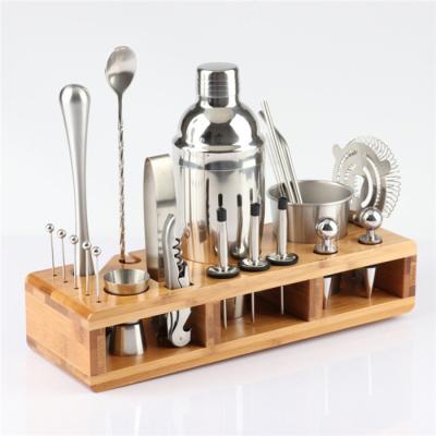 China Stainless Steel Cocktail Shaker Set 550ml/750ml Cocktail Shaker Set With Messy Person Jigger Bar Spoon Ice Tong Bartender Kit Stainless Steel Cocktail Set for sale