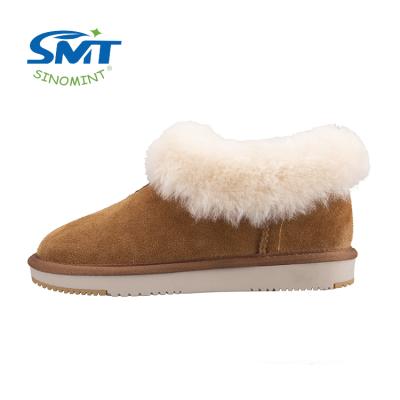 China Fashion\Comfortable\Durable Free Sample Design Women Sheepskin Collar Faux Fur Lining Soft Warm Suede Winter Slipper for sale