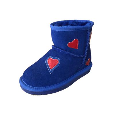 China Fashion\New Winter Comfortable\Durable Style Leather Fur Girls Outdoor Boots With Love Design for sale