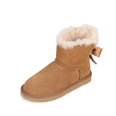 China Fashion\Comfortable Classic Type\Durable Optional Color Sheepskin Women Winter Boots With Bow Back for sale