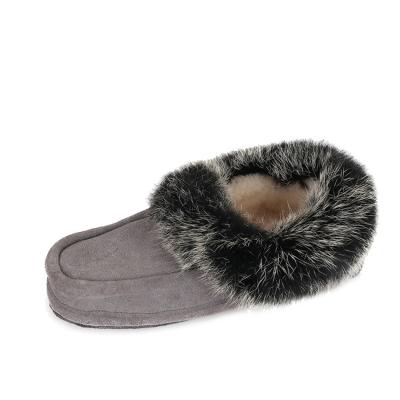 China Fashion \ Winter Women Moccasin Slipper Warm Soft Unique Shoes Custom Indoor Colorful Comfortable \ Durable Rabbit Fur for sale