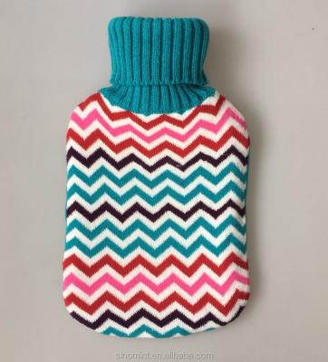 China Hot Water Put Inside BS Quality Rubber Hot Water Bottle With Knit Stripe Cover for sale