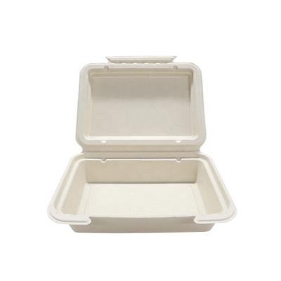 China 9x6 Inch Biodegradable Lunch Box Pulp Bagasse Food Boxes Packaging for sale