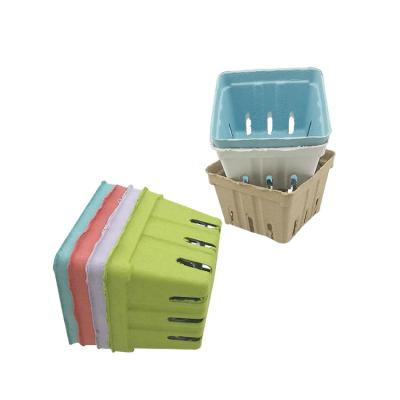 China eco-friendly & Biodegrable custom vegetable/fruit molded pulp packaging box berry basket tray for sale for sale