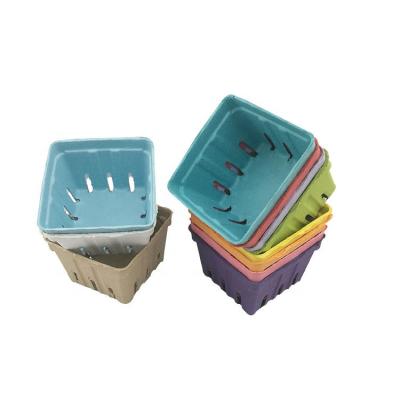 China eco-friendly & Custom Biodegrable Berry Basket Tray , Molded Small Pulp Packaging Boxes For Vegetable Fruit for sale