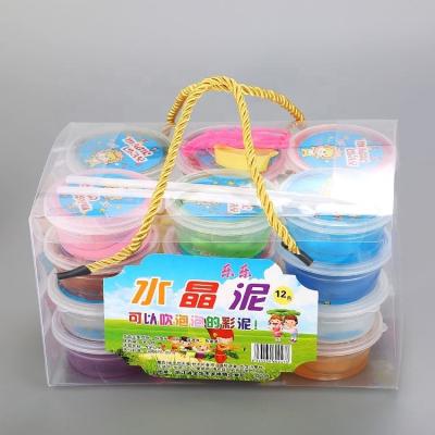 China Attractive decompression style customized transparent stretchy kid's diy colorful crystal slime for sale