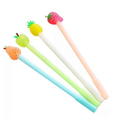 China Newest selling creative normal use fruit gel ink pen for exam use, cheap plastic novelty gel pens for sale