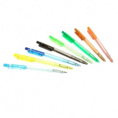 China Promotional Pen Different Types Classic Transparent Body Color Pen Retractable Creative Ballpoint Pen Springs for sale