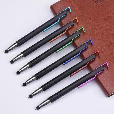 China Favorable Price Promotional Pen Touch Screen Signature Pen Cheap Mobile Phone Bracket Ballpoint Pen Printed for sale