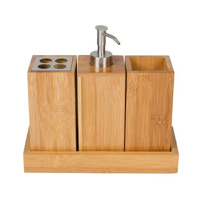 China 100% Eco-friendly Bamboo Material Classic Bathroom Accessory Sets for sale