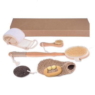 China Long Handle Decontamination Bath Sponge Brush Strong Natural Bristle Body Cleaning Brush for sale