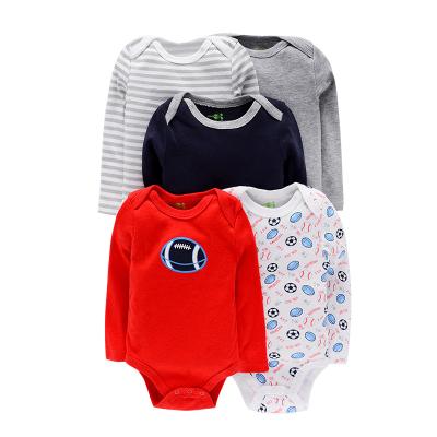 China 5-Pack Custom New Born Baby Logo 100% Cotton Clothes Sets Girls 100% Cotton Boy Baby Rompers for sale