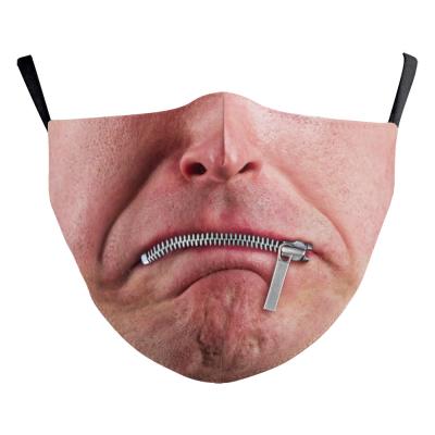 China Ear-hook headband adjustable funny characters face digital printing can be installed filter dust PM2.5 smog adult face mask for sale