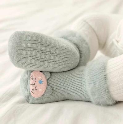 China Other Wholesale Cartoon Thick Doll Fuzzy Warm Infant Socks 3D Winter Baby Floor Anti-skid Socks for sale