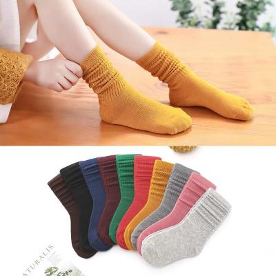 China Other Autumn Hot Sale Pure Color Fashion Solid Korean Students Slouch Socks Cotton Fancy Soft Breathable Baby Kids Slouch Socks for sale