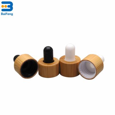 China Non Spill Bamboo Dropper Cap For Amber Square Glass Essential Oil Glass Bottle for sale