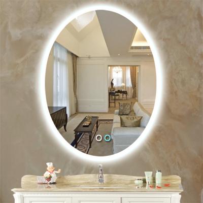 China Illuminated Modern Smart Led Mirror Hotel Vanity Round Bathroom Touch Control Mirror With Light for sale